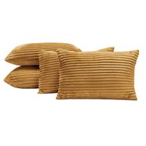 Kit 04 Almofadas Cheias Velvet Bariloche 60cm x 30cm - Mostarda