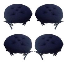 Kit 04 Almofadas Futon Redondo Assento Para Cadeira 40X40 Az