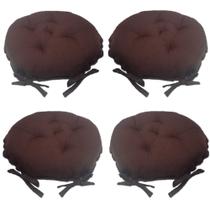 Kit 04 Almofadas Futon Redondo Assento para Cadeira 40x40 Marrom Cód. 2539