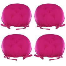 Kit 04 Almofadas Futon Redondo Assento para Cadeira 40x40 Rosa Pink Cód. 2541