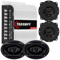 Kit 04 Alto Falante 5 pol JBL 5TRFX55 110W e 6x9 pol 69QDFX110 220W com Módulo Amplificador TS400 400W