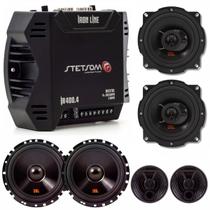 Kit 04 Alto Falantes 5 E 6 Pol FLEX4 62VFX5 5TRFX55 110w e Módulo Amplificador Stetsom IR400.4 4 canais