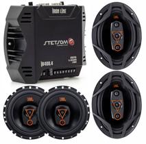 Kit 04 Alto Falantes 6 pol 80W 6trms80 e 6x9 pol 120W 69qdm120 mais Módulo Amplificador Stetsom Ir400.4