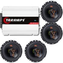 Kit 04 Alto Falantes Triaxiais JBL 6TRMS80 80W e Módulo Amplificador Taramps DS800x4 800W 2 Ohms