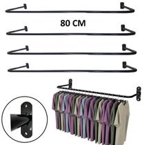 Kit 04 Araras Cabideiro Closet De Parede Reta Branca 80cm