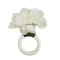 KIT 04 Argola Porta Guardanapo Anel Peônia Branca Floral Mesa Posta KIT 04 Argola Porta Guardanapo Anel Peônia Branca Floral Mesa Posta