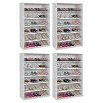 Kit 04 Armários Multiuso Sapateira Laís 5 Prateleiras Branco - Desk Design Kit 04 Armários Multiuso Sapateira Laís 5 Prateleiras Branco - Desk Design