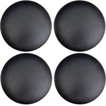 Kit 04 Assentos Redondo Banqueta Cadeira Estofados Poltronas H02 material sintético Preto 30 cm - Lyam Decor