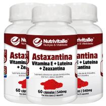 Kit 04 astaxantina + vitamina e + luteina + zeaxantina 540mg 60caps nutrivitalle