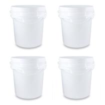 Kit 04 Baldes Plástico 5L Atóxico com Tampa Hermética e Alça para Armazenamento Alimentos Bebidas