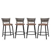 Kit 04 Bancos Banquetas Baixa Em Junco Degradê Ideal Mesa Bistrô Cozinha Área Gourmet Linha Premium Itagold