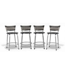 Kit 04 Bancos Banquetas Baixa Estrutura Prata Junco Degradê Ideal Mesa Bistrô Área Gourmet Linha Premium Itagold