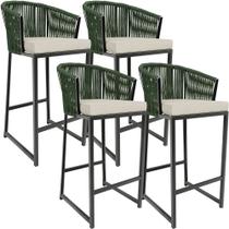 Kit 04 Banqueta Para Área Gourmet Cozinha Varanda Corda Náutica Sunset D04 Verde - Lyam Decor Kit 04 Banqueta Para Área Gourmet Cozinha Varanda Corda Náutica Sunset D04 Verde - Lyam Decor