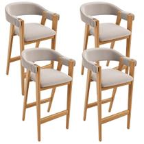 Kit 04 Banquetas Alta Bar Cozinha Sala de Jantar Bar Nadja L02 Bouclê Creme - Lyam Decor Kit 04 Banquetas Alta Bar Cozinha Sala de Jantar Bar Nadja L02 Bouclê Creme - Lyam Decor