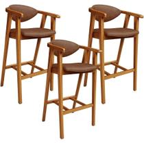 Kit 04 Banquetas Alta Cozinha Bancada Bar Sala De Jantar Fixa Cecília L02 material sintético Marrom