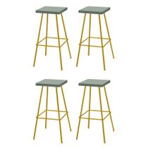 Kit 04 Banquetas Alta Eliza 75cm Industrial Para Cozinha Ferro Dourado 100% MDF Verde - Ahazzo Móveis