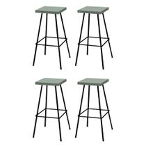 Kit 04 Banquetas Alta Eliza 75cm Industrial Para Cozinha Ferro Preto 100% MDF Verde - Ahazzo Móveis