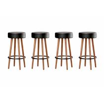 Kit 04 Banquetas Alta Para Cozinha Área Gourmet Berlin material sintético Preto - Desk Design