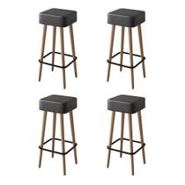 Kit 04 Banquetas Alta Para Cozinha Área Gourmet Dubai material sintético Preto - Desk Design