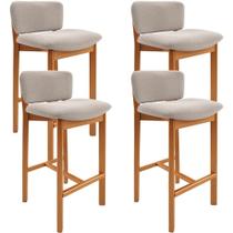 Kit 04 Banquetas Alta Para Cozinha Sala de Jantar Bar Dara L02 Bouclê Creme - Lyam Decor Kit 04 Banquetas Alta Para Cozinha Sala de Jantar Bar Dara L02 Bouclê Creme - Lyam Decor