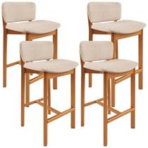 Kit 04 Banquetas Alta Para Cozinha Sala De Jantar Bar Dara L02 Linho Bege - Lyam Decor