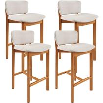 Kit 04 Banquetas Alta Para Cozinha Sala De Jantar Bar Dara L02 Linho Cru - Lyam Decor