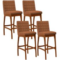 Kit 04 Banquetas Alta Para Cozinha Sala De Jantar Fixa Mila L02 Bouclê Terracota - Lyam Decor