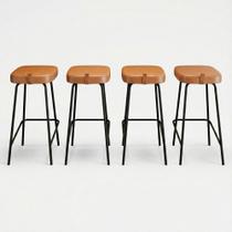 Kit 04 Banquetas Altas Cozinha e Área Gourmet Vik Estofada material sintético Whisky - Desk Design