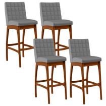 Kit 04 Banquetas Altas Cozinha Mila B04 Facto Cinza Fosco