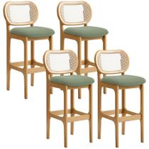 Kit 04 Banquetas Altas Para Cozinha Bancada Sala Tela Betta Fixa L02 Bouclê Oliva - Lyam Kit 04 Banquetas Altas Para Cozinha Bancada Sala Tela Betta Fixa L02 Bouclê Oliva - Lyam