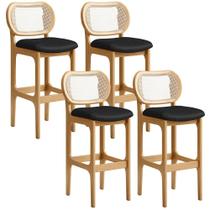 Kit 04 Banquetas Altas Para Cozinha Bancada Sala Tela Betta Fixa L02 material sintético Preto - Lyam Kit 04 Banquetas Altas Para Cozinha Bancada Sala Tela Betta Fixa L02 material sintético Preto - Lyam