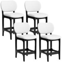 Kit 04 Banquetas Baixa Bar Cozinha E Sala De Jantar Fixa Betta L02 Preto Facto Branco - Lyam Decor