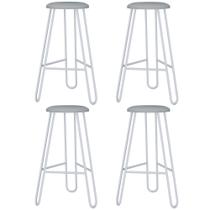 Kit 04 Banquetas Baixa Bar Cozinha Sala de Jantar Áris C01 Branco material sintético Off White - Lyam Decor Kit 04 Banquetas Baixa Bar Cozinha Sala de Jantar Áris C01 Branco material sintético Off White - Lyam Decor