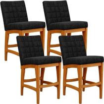 Kit 04 Banquetas Baixa Cozinha Bancada L02 Chumbo