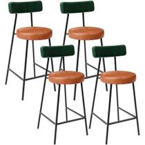 Kit 04 Banquetas Baixa Cozinha Sala Jantar Bancada Milão L02 Facto Verde Musgo Camel Kit 04 Banquetas Baixa Cozinha Sala Jantar Bancada Milão L02 Facto Verde Musgo Camel
