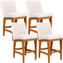 Kit 04 Banquetas Baixa Para Cozinha Bancada Bar Sala de Jantar Fixa Mila L02 Linho Cru - Lyam Decor Kit 04 Banquetas Baixa Para Cozinha Bancada Bar Sala de Jantar Fixa Mila L02 Linho Cru - Lyam Decor