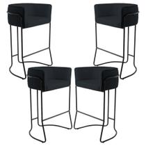 Kit 04 Banquetas Decorativas Fixa Base de Aço Preto Betina D02 Material Sintético Preto C-05 - Lyam Decor Kit 04 Banquetas Decorativas Fixa Base de Aço Preto Betina D02 Material Sintético Preto C-05 - Lyam Decor