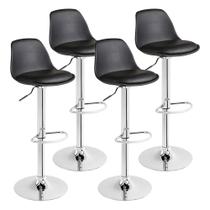 Kit 04 Banquetas Eames Cozinha Bancada Giratória Alta DU40 - Preto Kit 04 Banquetas Eames Cozinha Bancada Giratória Alta DU40 - Preto