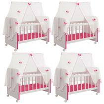 Kit 04 Berços Para Boneca Magia C02 Brinquedo Infantil Branco Rosa - Lyam Decor Kit 04 Berços Para Boneca Magia C02 Brinquedo Infantil Branco Rosa - Lyam Decor