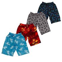 Kit 04 Bermudas Masculinas Infantil Juvenil Tactel Elástico - Mariott Store