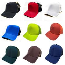 Kit 04 boné liso aba curva trucker telinha