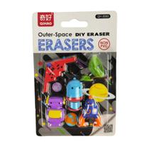 Kit 04 Borrachas Espaço Astronauta Alien Foguete Nave Robô Planeta Divertidos Colecionável