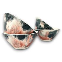 Kit 04 Bowl Tigela Cumbuca Cerâmica Pincelado Rosa Queimado