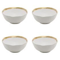 Kit 04 Bowls de Porcelana Dubai Branco e Dourado Wolff