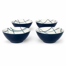 Kit 04 bowls tigelas cumbucas cerâmica azul 250ml incasa