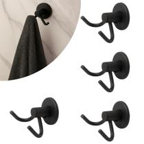 Kit 04 Cabide Duplo Preto para Banheiro Gancho Toalheiro Inox Fixação Dupla Kit 04 Cabide Duplo Preto para Banheiro Gancho Toalheiro Inox Fixação Dupla
