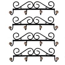 Kit 04 Cabideiros de Parede Tradicional com 4 Ganchos - Oferta de Fábrica Kit 04 Cabideiros de Parede Tradicional com 4 Ganchos - Oferta de Fábrica