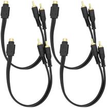 Kit 04 Cabo Rca Y Flexível 2 Macho 1 Fêmea Som Automotivo