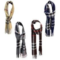 Kit 04 Cachecol Casual Estampado listrado Inverno com Franja