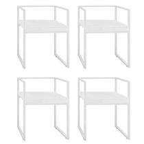 Kit 04 Cadeira de Jantar Cubo Office Escritório Recepção Ferro Branco Suede Branco - Ahz Móveis
